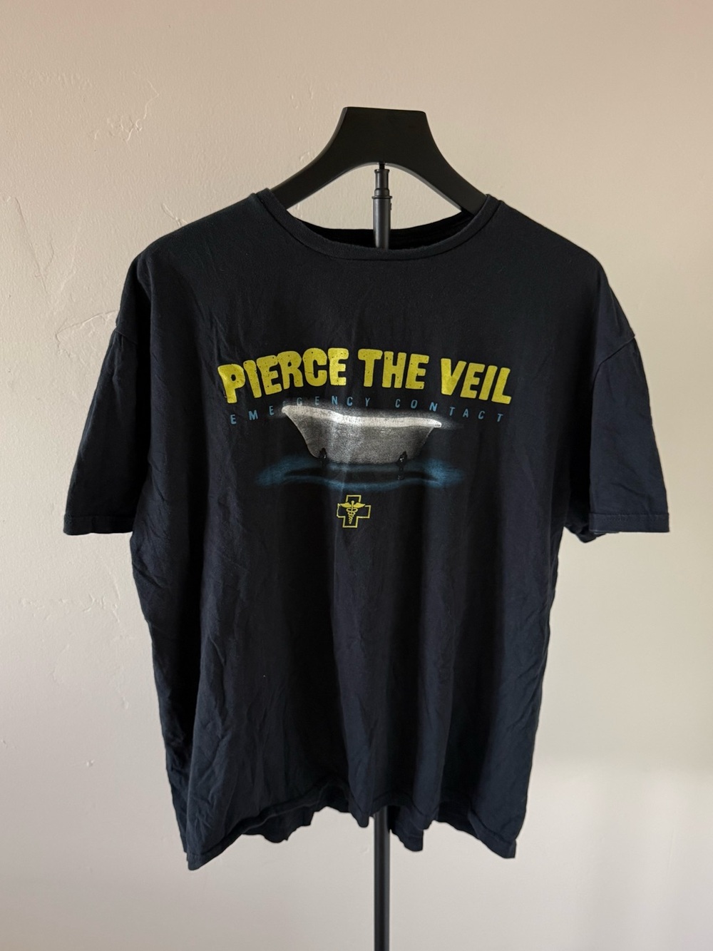 Pierce The Veil Emergency Contact Black Graphic Crew Neck Tee XL
